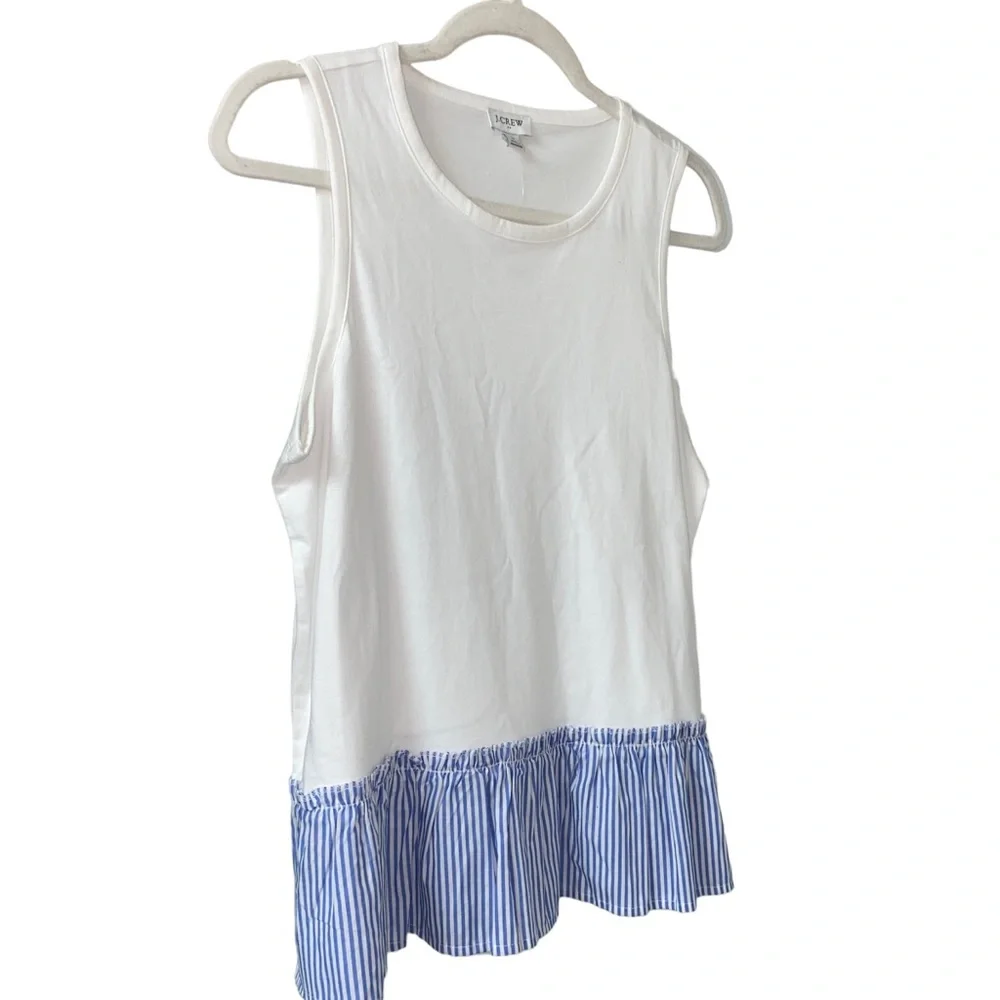 J.Crew sleeveless blue & white striped peplum hem preppy summer Tank Top Size S
